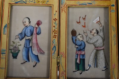 Lot 135 - A Chinese folding screen containing twelve...
