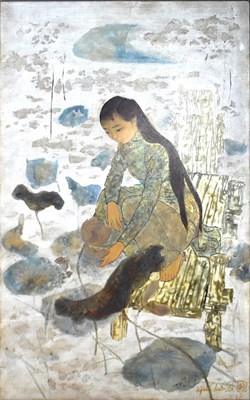 Lot 488 - A Vietnam Arts & Crafts portrait of young...