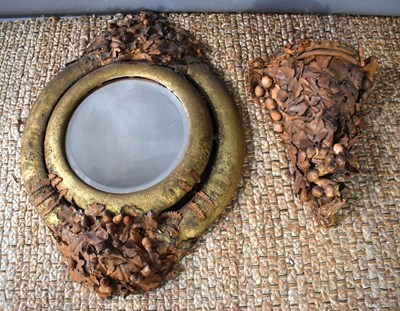 Lot 393 - A rare French leatherwork 19th century mirror,...