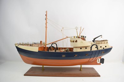 Lot 149 - A large wooden model of a fishing trawler,...