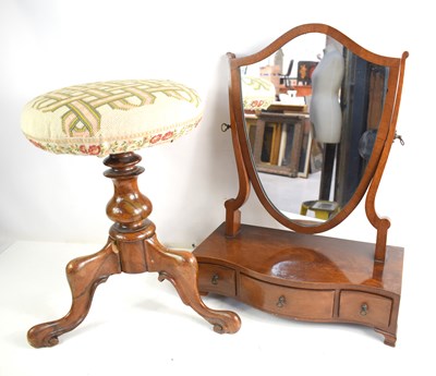 Lot 540 - A Victorian upholstered piano stool together...