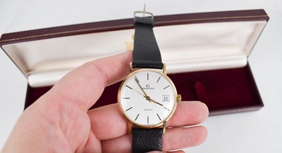Lot 46 - A 9ct gold Garrard wristwatch with leather...