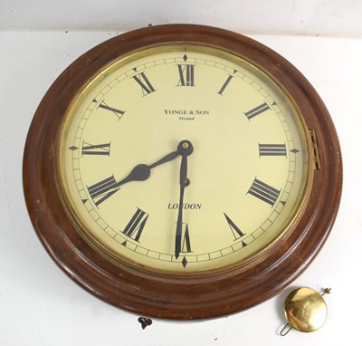 Lot 352 - A Yonge & Son of London wall clock, oak case,...