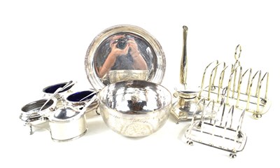 Lot 258 - A 19th century silver toast rack, and group of...