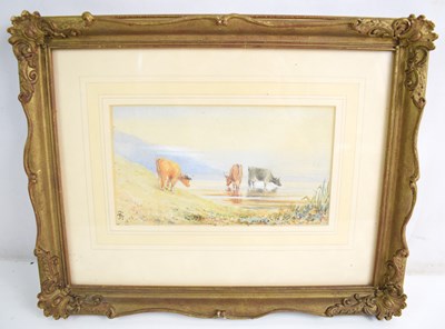 Lot 482A - A 19th century watercolour depicting cattle...