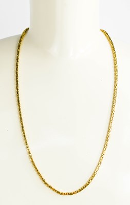Lot 11 - A 14ct gold necklace, composed of interlocking...