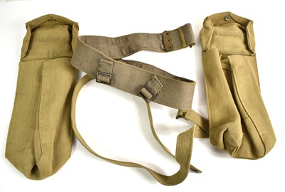 Lot 16 - Two WWII canvas bren gun magazine pouches...