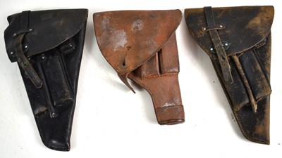 Lot 50 - Two Swedish M40 Lahti leather pistol holsters...