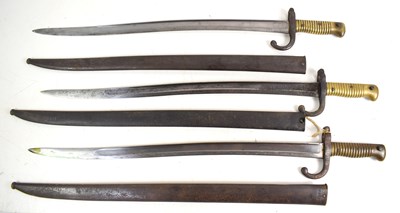 Lot 81 - A group of three French model 1866 Chassepot...
