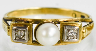 Lot 185 - A 14ct gold, diamond and pearl ring, size M