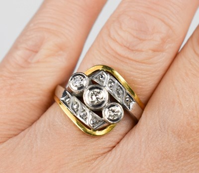 Lot 2 - A 14ct gold, platinum and diamond ring, the...