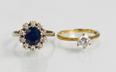 Lot 51 - A 14ct gold, sapphire and diamond ring, the...