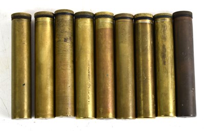Lot 33 - A group of nine WW1 era brass oil bottles for...