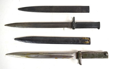 Lot 39 - Two German Ersatz EB9 bayonets with painted...