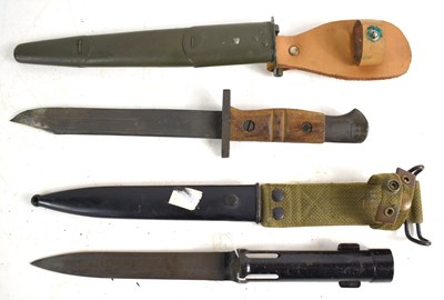 Lot 32 - A Belgian FAL Type C bayonet with scabbard,...