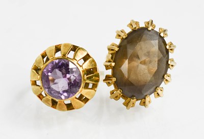 Lot 56 - A 14ct gold and amethyst ring, size O, and a...