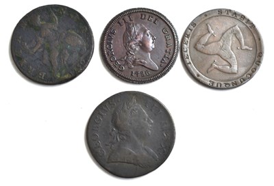 Lot 161 - A George III, Isle of Man halfpenny dated 1786,...
