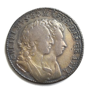 Lot 182 - A William and Mary silver shilling, dated 1692....