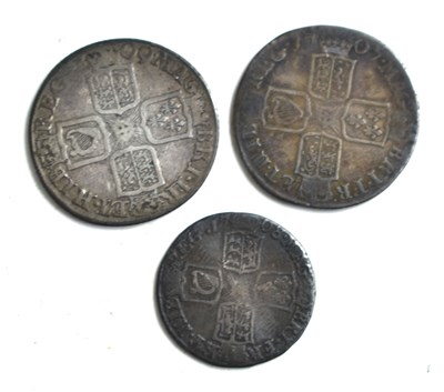Lot 163 - Two Queen Anne silver shillings, dated 1707...