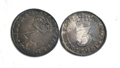 Lot 164 - A Queen Anne silver fourpence dated 1710...