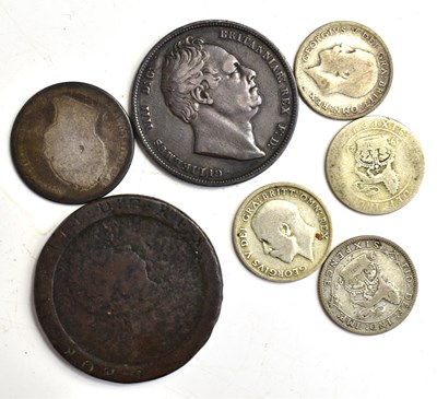 Lot 157 - A William IV silver halfcrown dated 1834,...