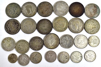 Lot 187 - A group of pre 1947 silver coins to include...