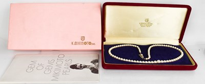 Lot 182 - A Mikimoto pearl necklace, composed of...