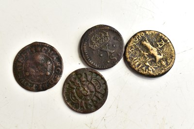 Lot 130 - A Roman brass coin together with a Medieval...