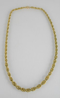 Lot 205 - A yellow metal ropetwist form necklace, 14.43g.