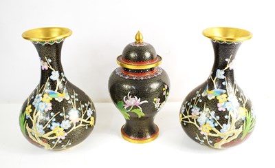 Lot 287 - A pair of 20th century Chinese Cloisonne bud...