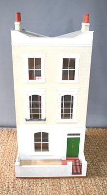 Lot 365 - A wooden dolls house in the Georgian style,...
