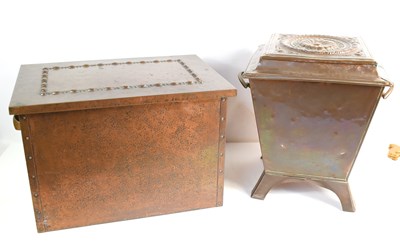 Lot 234 - An Arts and Crafts copper coal bucket raised...