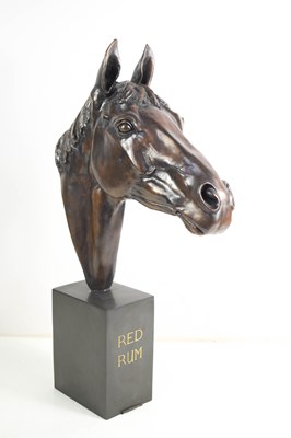 Lot 383 - A resin bronzed horse head sculpture, cast...