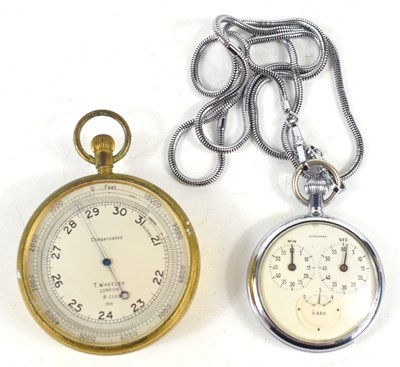 Lot 219 - A compensated aneroid brass-cased pocket...