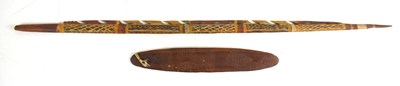 Lot 115 - An aboriginal barbed painted spear, 80cm,...