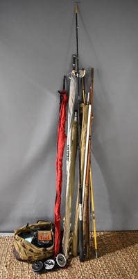 Lot 547 - A group of vintage fishing rods and rods to...