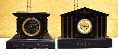 Lot 257 - Two late 19th/early 20th century slate mantle...