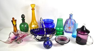 Lot 296 - A group of decorative coloured glassware to...