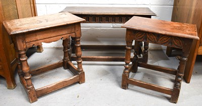 Lot 567 - Three reproduction oak joint stools in the...
