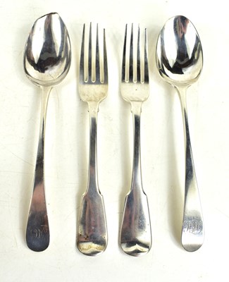 Lot 274 - A pair of Georgian silver dinner forks,...