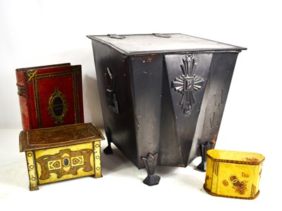 Lot 533 - An Arts & Crafts period tin coal bucket, 30 by...