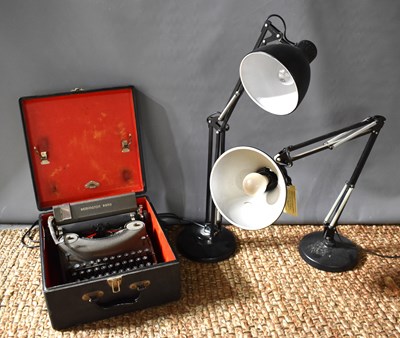 Lot 527 - Two vintage black anglepoise desk lamps, 70cm...