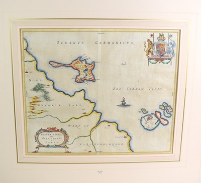 Lot 500 - A 17th century map of Northumbria, Holy Island...