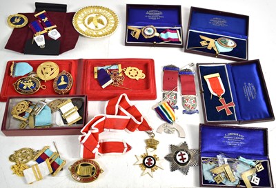 Lot 128 - A collection of Masonic Jewels to include The...