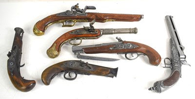 Lot 356 - A group of replica flintlock pistols of...