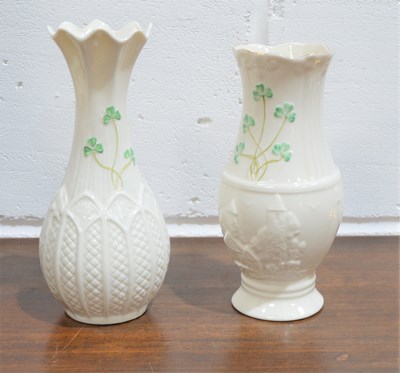 Lot 179A - Two Belleek vases, one of baluster form,...