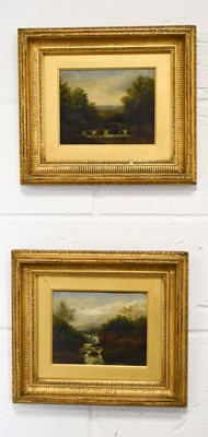 Lot 323 - A pair of 19th century oil on boards in gilt...