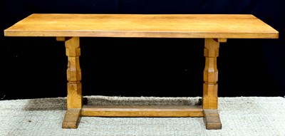 Lot 493 - A Robert ‘Mouseman’ Thompson oak 6ft refectory...