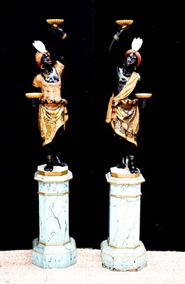 Lot 381 - A pair of late 19th century Venetian carved...