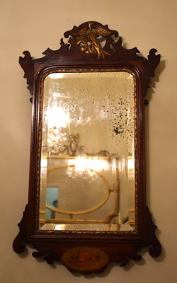 Lot 357 - A George III mahogany fretwork wall mirror...